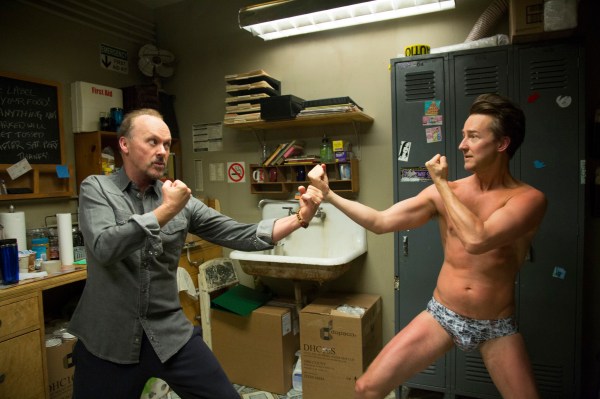 Riggan Thomson (Michael Keaton) and Mike Shiner (Edward Norton) go toe to toe.